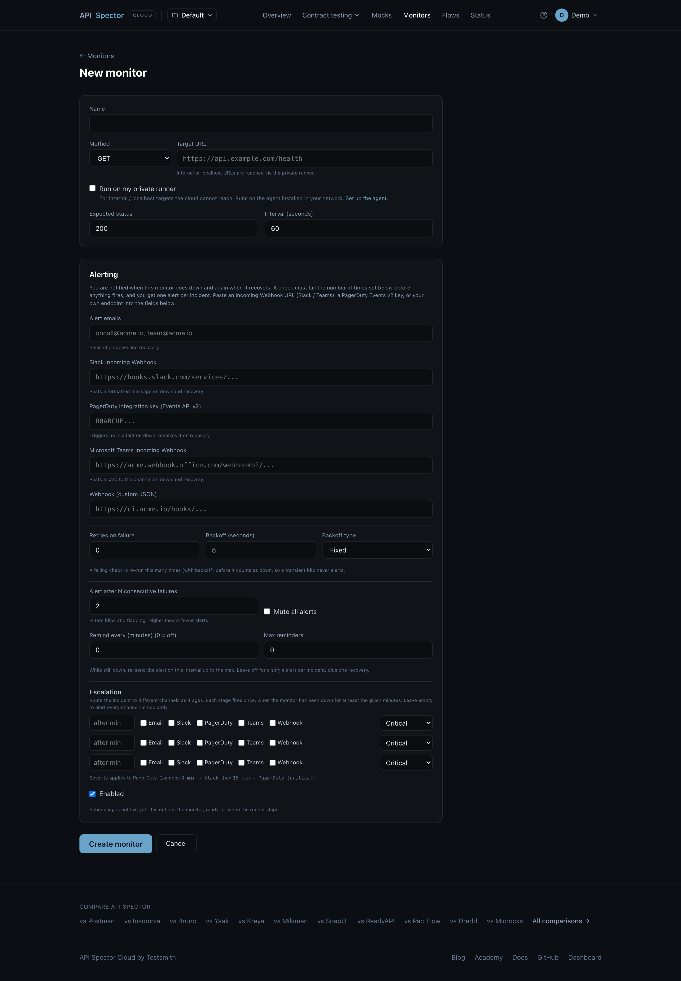 The New monitor form