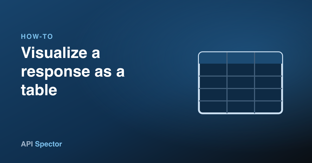 How to visualize a response as a table in API Spector